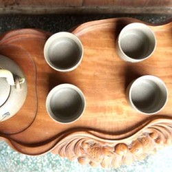 Bộ ấm chén đẹp giá rẻ họa tiết tay cầm hoa sen AC30