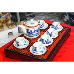 Bộ ấm trà Bát Tràng giá rẻ trúc lâm thất hiền AC33 Bộ ấm trà Bát Tràng giá rẻ trúc lâm thất hiền AC33