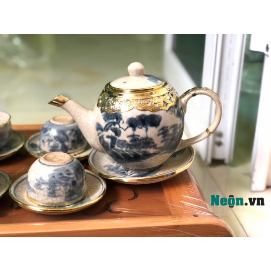 Ấm chén bát tràng giả cổ giá rẻ AC49 Ấm chén bát tràng giả cổ giá rẻ AC49