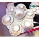 Bộ ấm trà cao cấp vẽ sen vàng kim 24k Bát Tràng quà tân gia AC27A