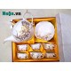 Bộ ấm trà cao cấp vẽ sen vàng kim 24k Bát Tràng quà tân gia AC27A