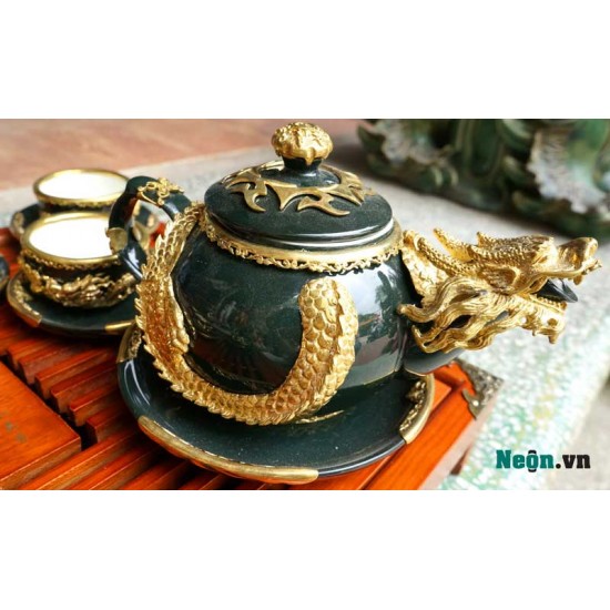 Ấm chén Bát Tràng cao cấp bọc đồng AC23