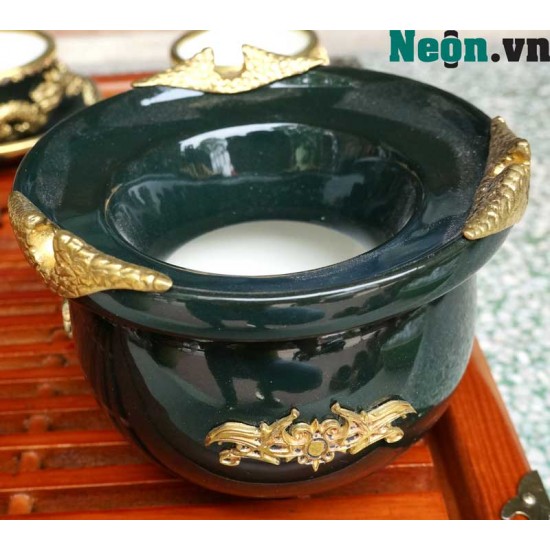 Ấm chén Bát Tràng cao cấp bọc đồng AC23