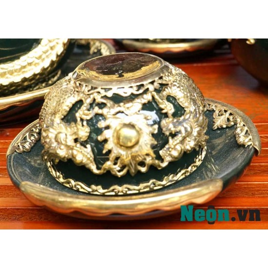 Ấm chén Bát Tràng cao cấp bọc đồng AC23