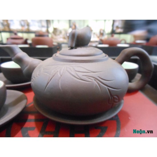 Bộ ấm trà tử sa trúc nâu AC10