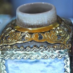 Bộ ấm chén men rạn bọc đồng AC15