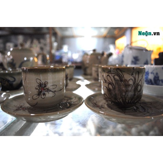 Bộ ấm chén men giả cổ khoai chuồn