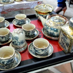 Bộ ấm chén cao cấp men rạn bọc đồng dáng Nhật AC19 Bộ ấm chén cao cấp men rạn bọc đồng dáng Nhật AC19