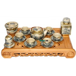 Bộ ấm chén cao cấp men rạn bọc đồng dáng Nhật AC19 Bộ ấm chén cao cấp men rạn bọc đồng dáng Nhật AC19