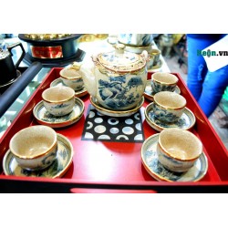 Bộ ấm chén men rạn bọc đồng giả cổ AC20 Bộ ấm chén men rạn bọc đồng giả cổ AC20