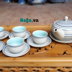 Bộ ấm chén uống trà giá rẻ Bát Tràng quai Nhật AC45