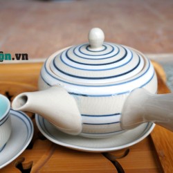 Bộ ấm chén uống trà giá rẻ Bát Tràng quai Nhật AC45