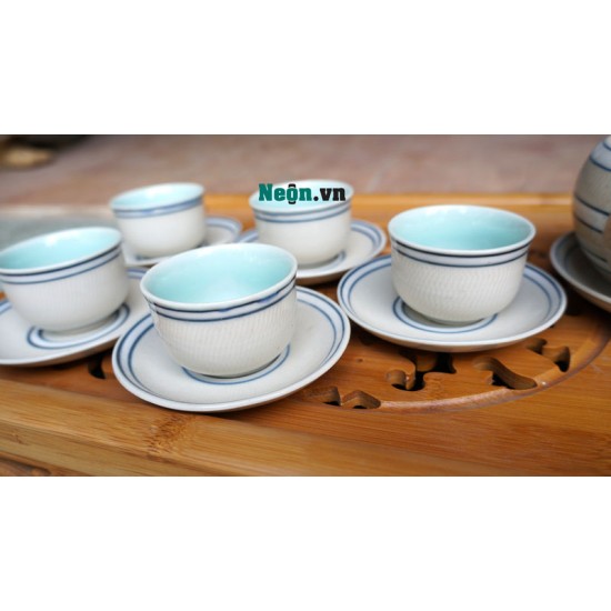 Bộ ấm chén uống trà giá rẻ Bát Tràng quai Nhật AC45
