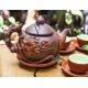 Ấm trà tử sa Bát Tràng đắp nổi hoa phù dung đỏ đen AC46 Ấm trà tử sa Bát Tràng đắp nổi hoa phù dung đỏ đen AC46