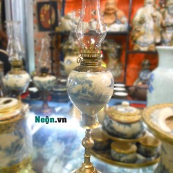 Đèn dầu giả cổ men rạn loại cao DD01