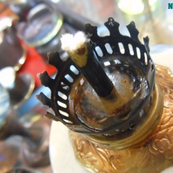 Đèn dầu giả cổ bọc đồng men rạn vai vuông DD05 Đèn dầu giả cổ bọc đồng men rạn vai vuông DD05