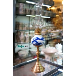 Đèn dầu men chàm chân cao DD08 Đèn dầu men chàm chân cao DD08