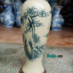 Đèn dầu thờ cúng dáng đui dế men rạn giả cổ bọc đồng Bát Tràng DD18 Đèn dầu thờ cúng dáng đui dế men rạn giả cổ bọc đồng Bát Tràng DD18