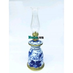 Đèn dầu thờ phật dáng quả chuông vẽ hoa sen DD23