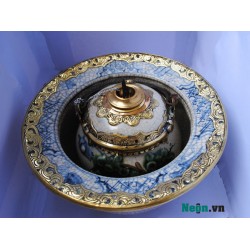Điếu bát giả cổ men rạn màu nổi bọc đồng DB06 Điếu bát giả cổ men rạn màu nổi bọc đồng DB06