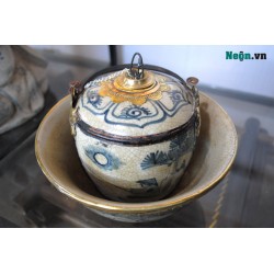 Điếu bát tô men rạn giả cổ bọc đồng Điếu bát tô men rạn giả cổ bọc đồng