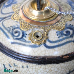 Điếu bát tô men rạn giả cổ bọc đồng Điếu bát tô men rạn giả cổ bọc đồng