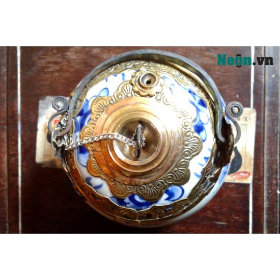 Điếu bát men lam cổ Bát Tràng DB09B