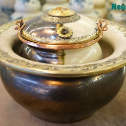 Điếu bát men rạn bán kim sa bọc đồng DB15