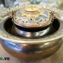 Điếu bát men kim sa bọc đồng DB16
