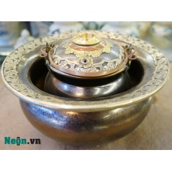 Điếu bát men kim sa bọc đồng DB16