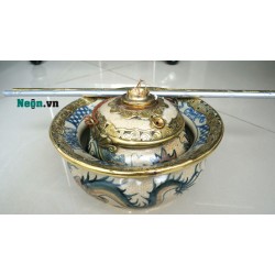 Điếu bát Bát Tràng Hà Nội men rạn hình rồng hai màu DB31 Điếu bát Bát Tràng Hà Nội men rạn hình rồng hai màu DB31