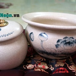 Điếu bát giá rẻ men rạn giả cổ Bát Tràng hình hoa sen DB33 Điếu bát giá rẻ men rạn giả cổ Bát Tràng hình hoa sen DB33