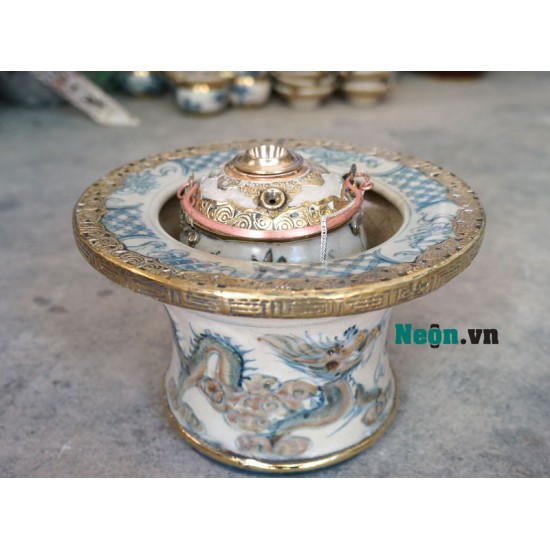 Điếu bát giả cổ Bát Tràng giá rẻ rồng hai màu DB37 Điếu bát giả cổ Bát Tràng giá rẻ rồng hai màu DB37