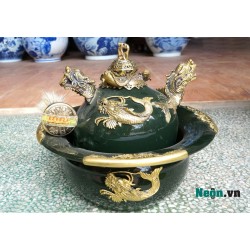 Điếu bát đẹp Chivas xanh lục họa tiết cá chép hóa rồng bằng đồng DB24 Điếu bát đẹp Chivas xanh lục họa tiết cá chép hóa rồng bằng đồng DB24