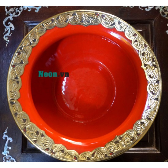 Điếu bát hút thuốc lào đỏ cam bọc đồng DB21 Điếu bát hút thuốc lào đỏ cam bọc đồng DB21