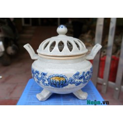 Lư xông trầm men rạn Bát Tràng giả cổ LX01