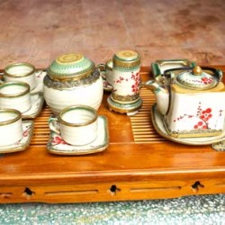 Khay đựng ấm chén bằng gỗ KT03