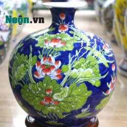 Bình tài lộc vẽ hoa sen Bát Tràng BL04