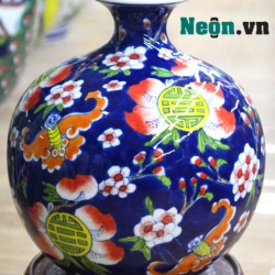 Bình hút tài lộc vẽ hoa đào chữ thọ BL05