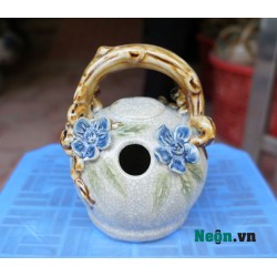 Bình vôi phong thủy men rạn đắp nổi hoa mai Bát Tràng BV03 Bình vôi phong thủy men rạn đắp nổi hoa mai Bát Tràng BV03