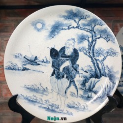 Đĩa lão ngư men rạn D03