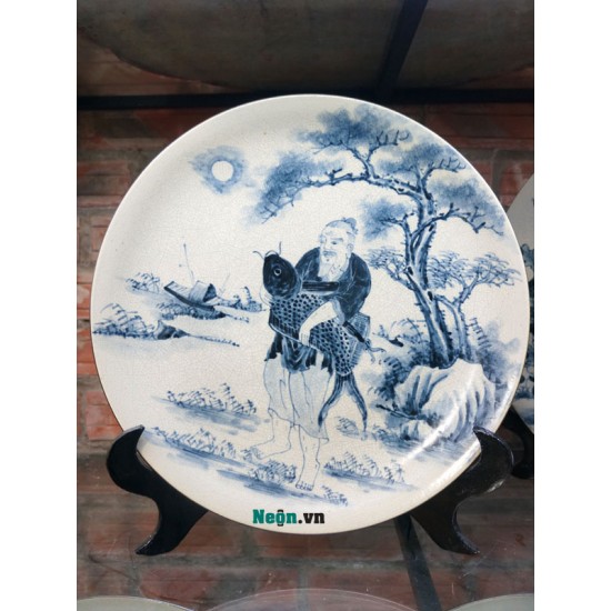 Đĩa lão ngư men rạn D03