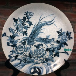 Đĩa song phượng men rạn D05