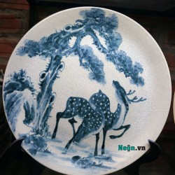 Đĩa Tùng Hươu men rạn D06