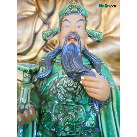 Tượng tam đa - Phúc Lộc Thọ men xanh ngọc T03