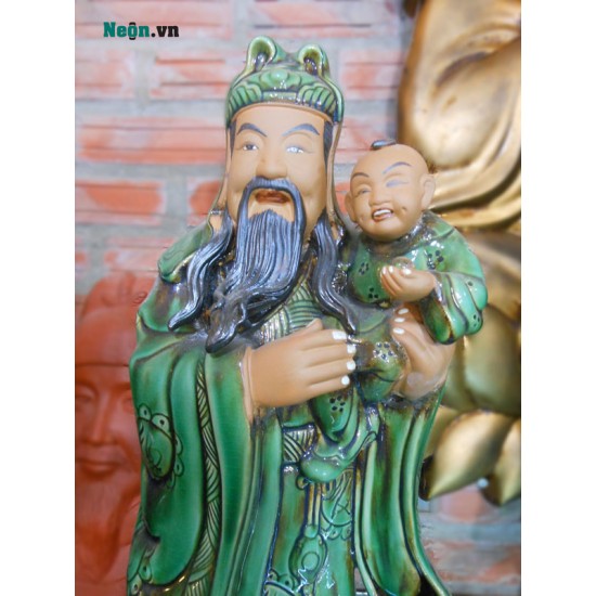 Tượng tam đa - Phúc Lộc Thọ men xanh ngọc T03