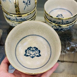 Bộ 6 chén bát thờ cúng men rạn Bát Tràng CD07 Bộ 6 chén bát thờ cúng men rạn Bát Tràng CD07