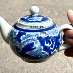 Bộ trà gốm sứ Bát Tràng vẽ long ẩn AC07B