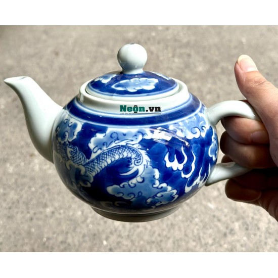 Bộ trà gốm sứ Bát Tràng vẽ long ẩn AC07B Bộ trà gốm sứ Bát Tràng vẽ long ẩn AC07B