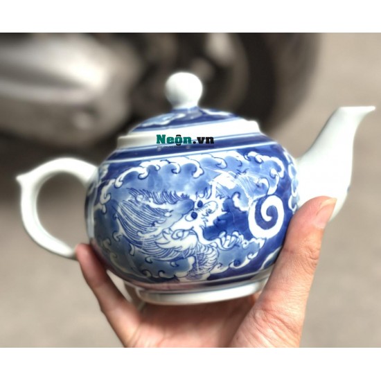 Bộ trà gốm sứ Bát Tràng vẽ long ẩn AC07B Bộ trà gốm sứ Bát Tràng vẽ long ẩn AC07B